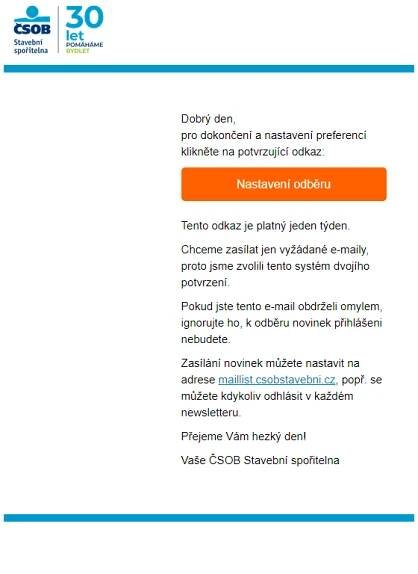 Potvrďte své přihlášení a nastavte si zasílání novinek