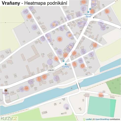Mapa Vraňany - Firmy v části obce.