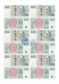 České platné bankovky 100,-Kč - líc a rub - A4 - 00216
