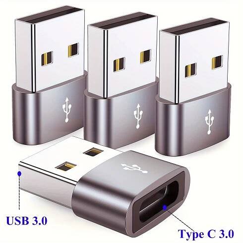 high speed usb c 3 0 female to usb 3 0 male adapter 4 pack type c to usb a charger cable converter fast charging data sync for mobile phones