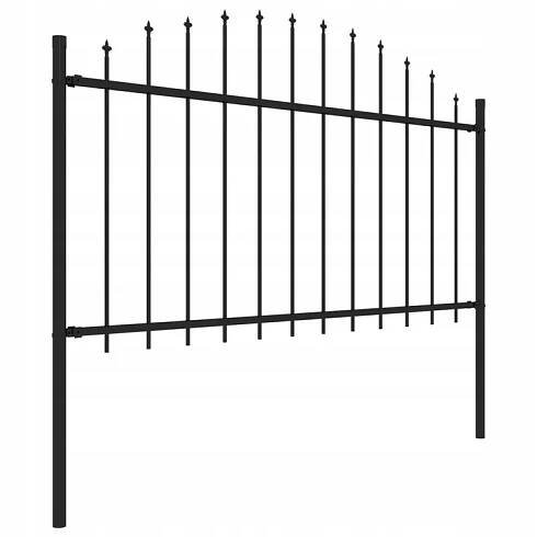 vidaXL Plotový panel s hroty, ocel (1,25-1,5) x 1,7 m, černý