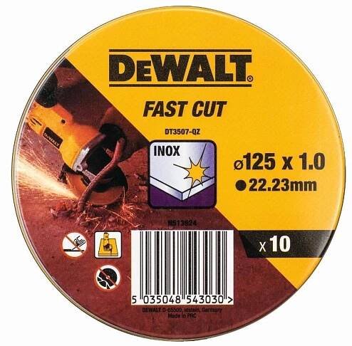 Dewalt Kotouč řezný na nerez 125 x 22,2 x 1 mm (sada 10 ks)