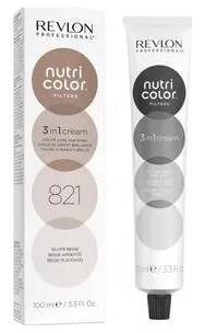 Barva na vlasy Revlon Professional Nutri Color Filters barvicí koktejl 3 v 1 100 ml, 821 silver beige