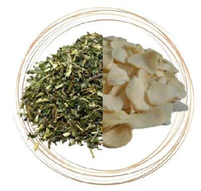 Bylinná směs odčervení 500g + česnekové floky 1kg (Zvýhodněný set bylinné směsi a česnekových floků podporujících odčervení zvířat)