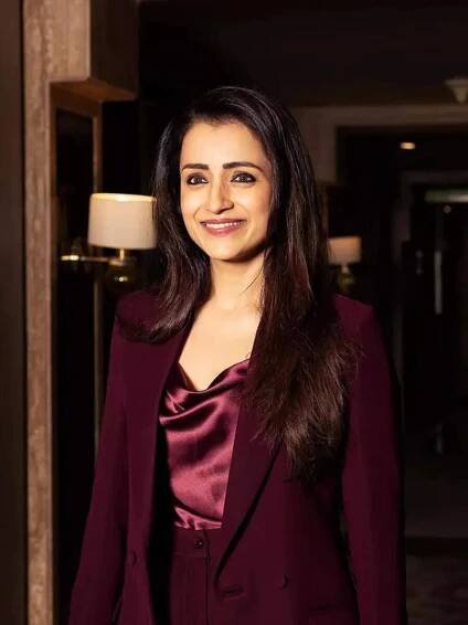 Trisha Krishnan redefines power dressing in a stunning burgundy pantsuit