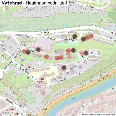 Mapa Vyšehrad - Firmy v ulici.