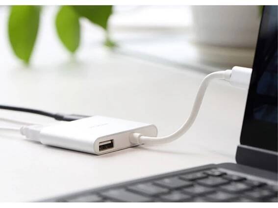 ROCK hliníkový rozbočovač / hub / rozdvojka z USB-C na porty HDMI + USB 3.0 + USB-C pro MacBook - Appleking.cz