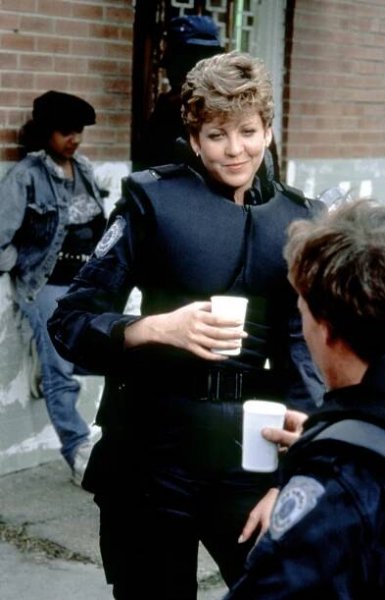 The actress during the filming of 'RoboCop' 1987