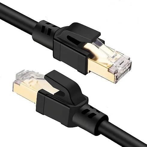 SÍŤOVÝ ETHERNETOVÝ KABEL RJ45 CAT8 40GBPS 1 M LAN XL PATCHCORD DLOUHÝ ČERNÝ