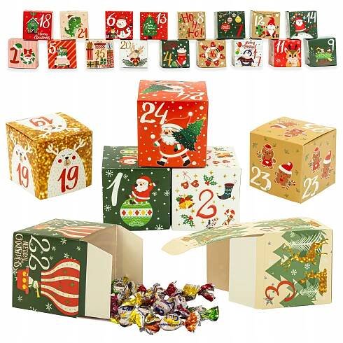ADVENTNÍ KALENDÁŘ, SKLÁDACÍ KRABIČKY, 24 PAPÍROVÝCH DÍLKŮ, PRÁZDNÁ KRABIČKA EAN (GTIN) 5903760474348