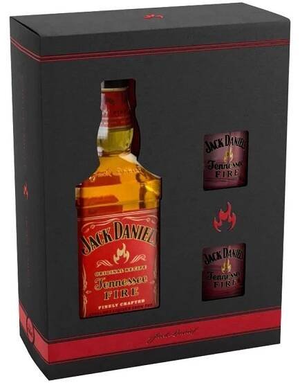 Jack Daniel ́s Fire 0,7l 35% + 2 skleničky - Alkohol-shop.cz