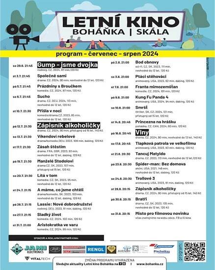 Program letního kina Boháňka 2024