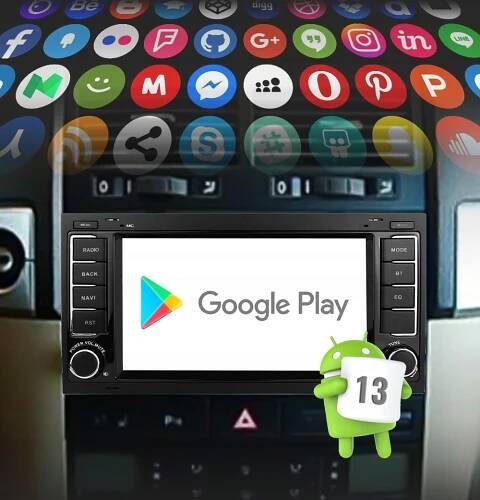 Auto Radio 2DIN Android 13 For VW Touareg Multivan T5 Transporte 2004-2011 Montáž 2-DIN