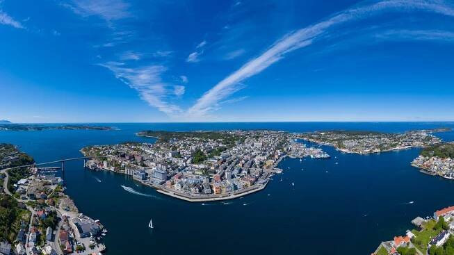 Aerial view of Kristiansund in summer 