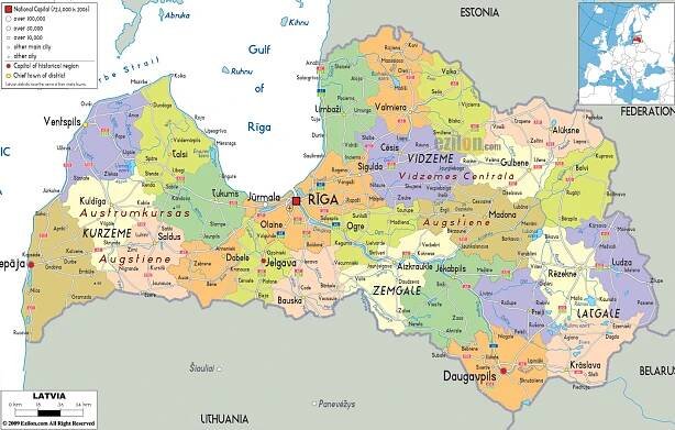Maps of Latvia | Collection of maps of Latvia | Europe | Mapsland | Maps of the World
