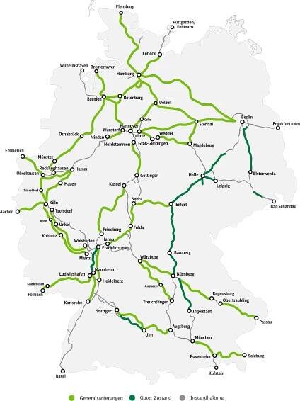 Deutschlandkarte Hochleistungsnetz