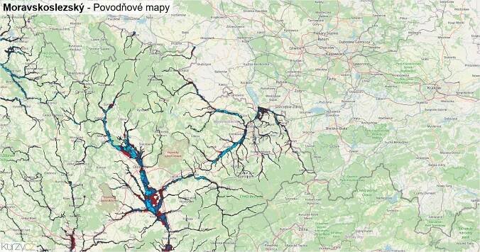 Povodňové mapy Moravskoslezský - mapa stoleté vody | Kurzy.cz