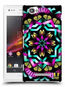 HEAD CASE plastový obal na mobil Sony Xperia M vzor Indie Mandala kaleidoskop barevný vzor SLUNCE